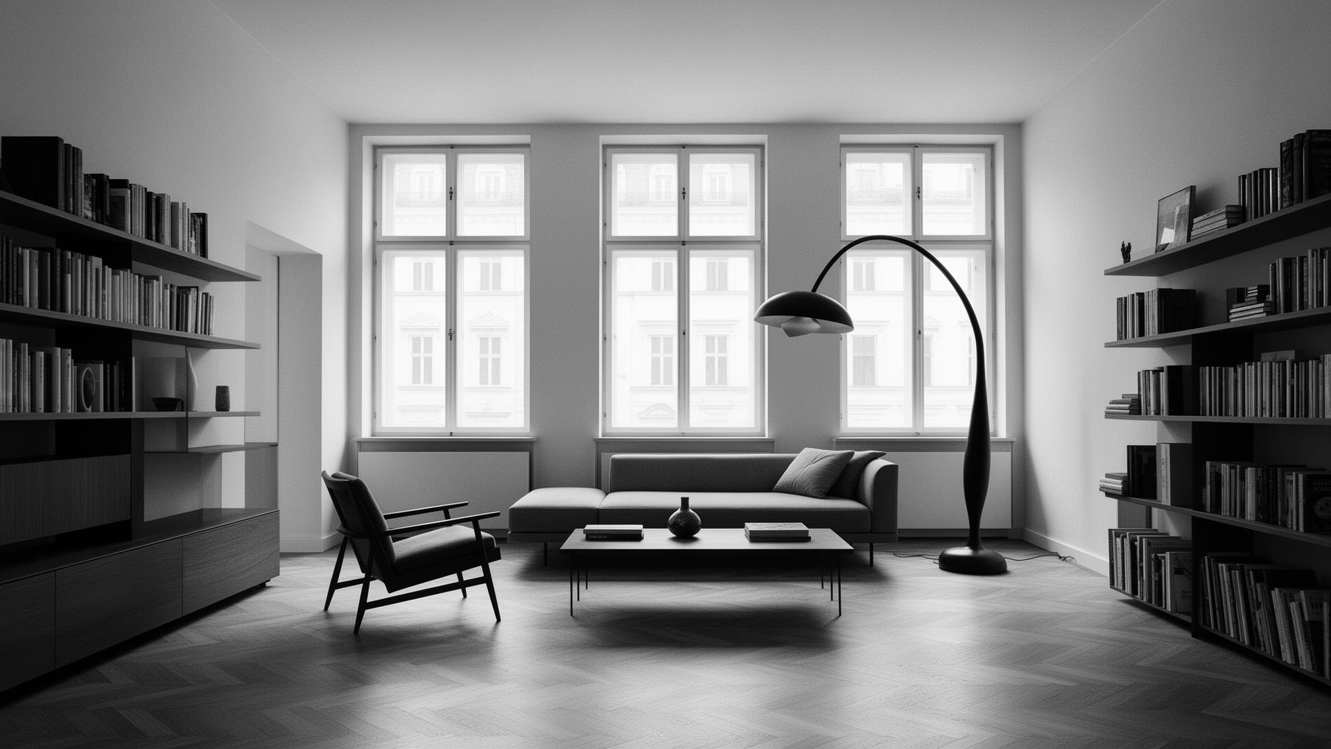 Sunlit Prague apartment with mid-century furniture